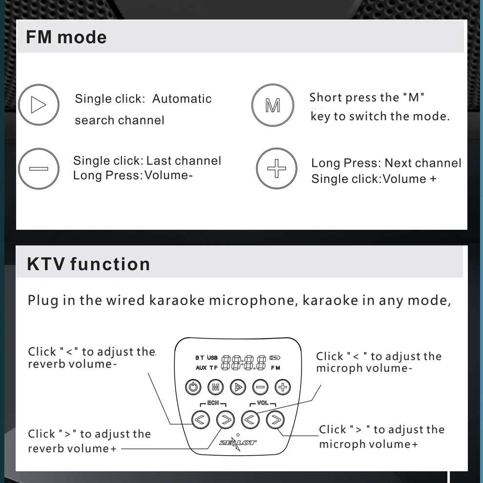 Speaker Karaoke Family KTV Portable Bluetooth Speaker 20W ZEALOT P1