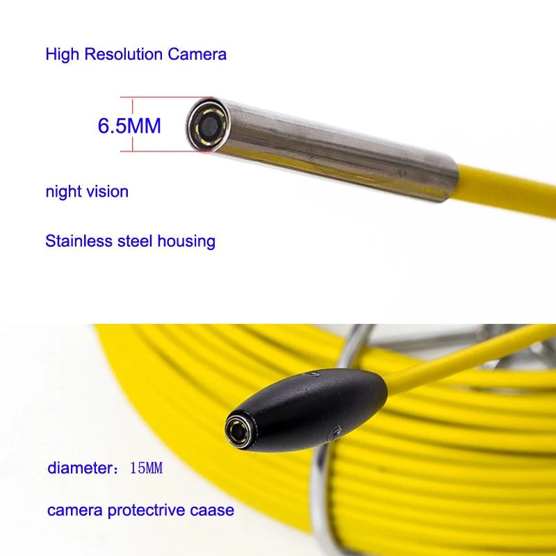 6.5MM Pipe Camera with 7Inch  HD1080p Color Screen, Sewer Inspection Camera with 16GB Video Recording for pipeline Inspection supplier