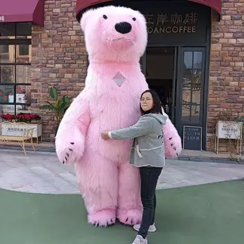 2026 giant pink polar bear mascot costume advertising big inflatable polar bear Pink Panda mascot costume suit cosplay