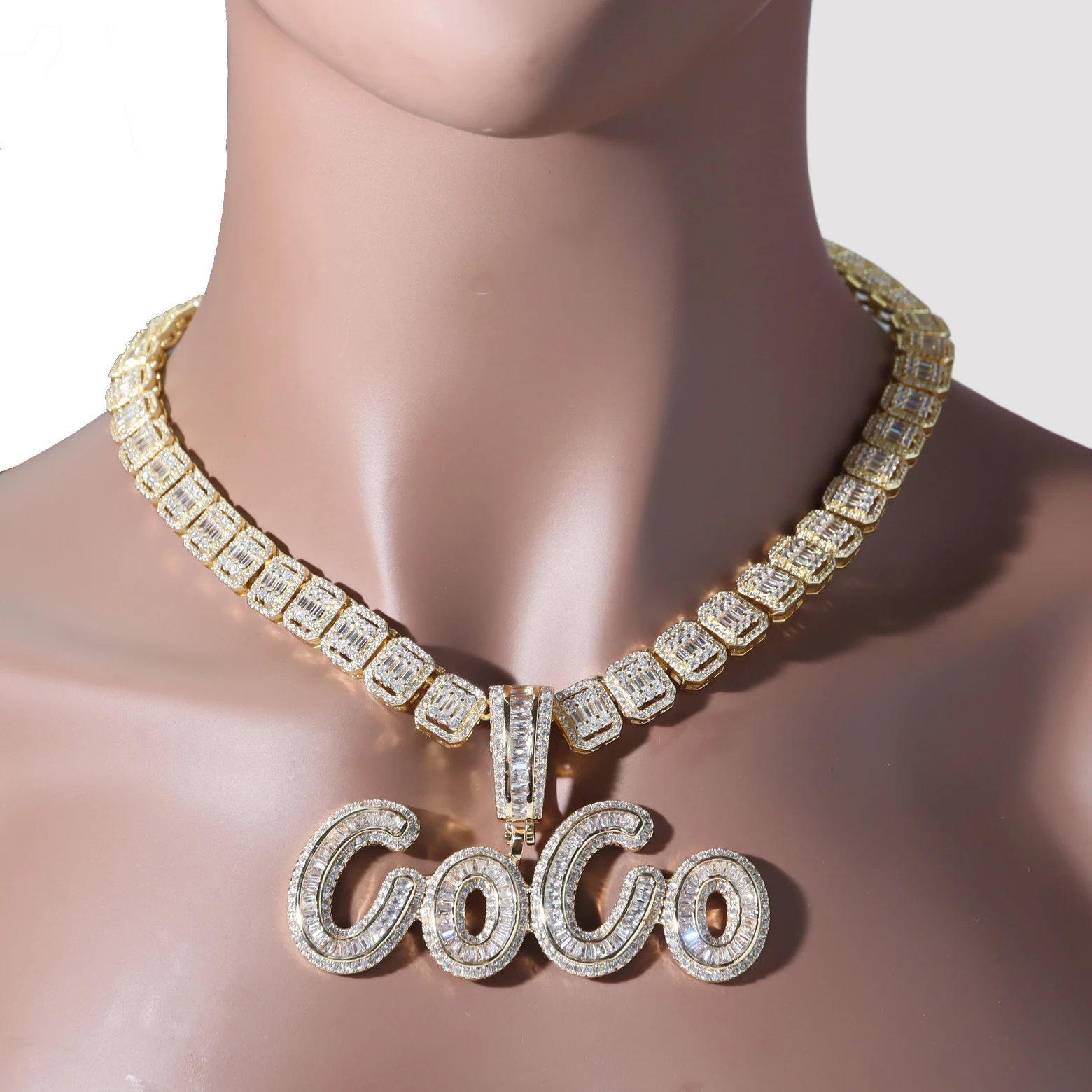 Gioielli con lettere personalizzate Hip Hop collana con catena con nome  ghiacciato collana con targhetta personalizzata con gioielli bling bling  fai