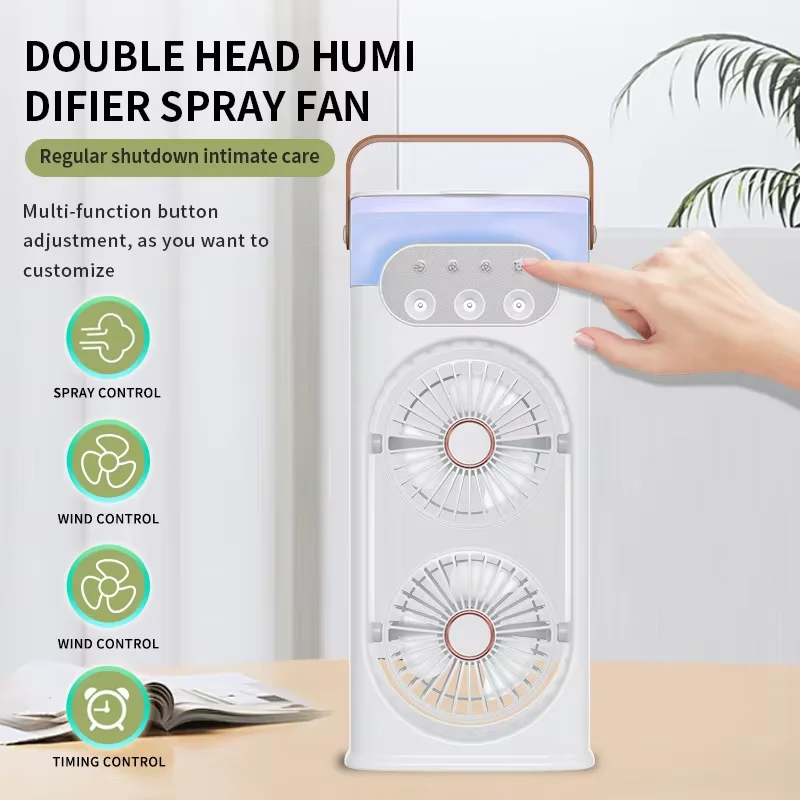 Tragbarer Mini-Tischventilator mit Klimaanlage, 3 Windstufen, Wassernebelfunktion, elektrisch/batteriebetrieben, für den persönlichen Raum, für Zuhause oder Büro._voghion.com