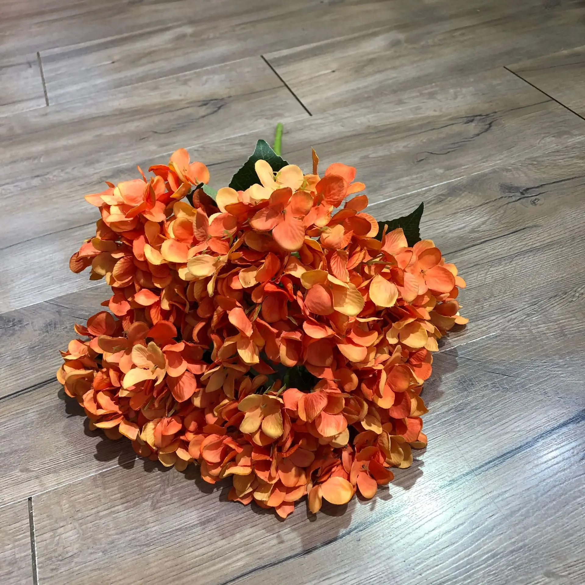 Wholesale Cheap Orange Flowers Artificial Hydrangea Decoration For