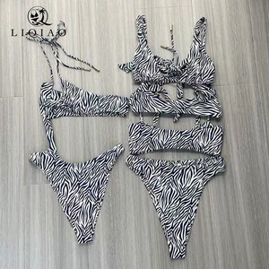 Zebra Print One-Piece Swimsuit with Digital Printing Breathable Fabric Wild & Sexy Beachwear for Summer