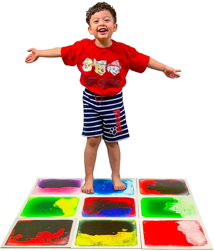 Готово к отправке 6 шт. аутизма Сенсорных Развивающие снимает стресс квадратный пол жидкий плитки для детей аутизма
