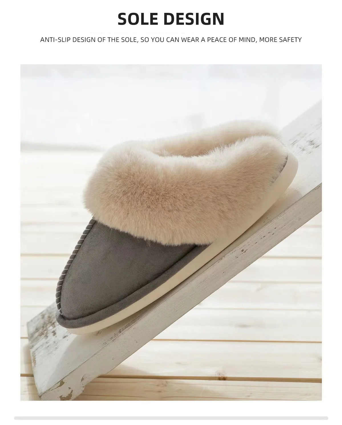 2023 Autumn Winter Suede Plush Slippers Home Warm Slippers Men And