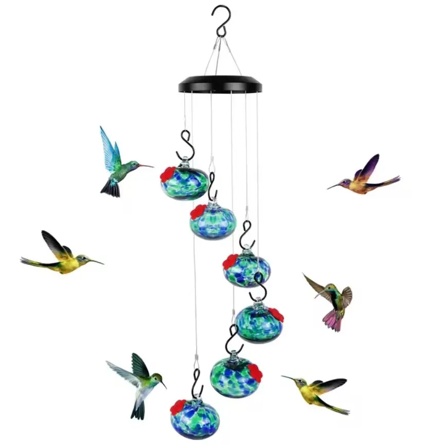 Charming Wind Chimes Hummingbird Feeder Hanging Ant and Bee Proof Perfect Garden Decor of Outside