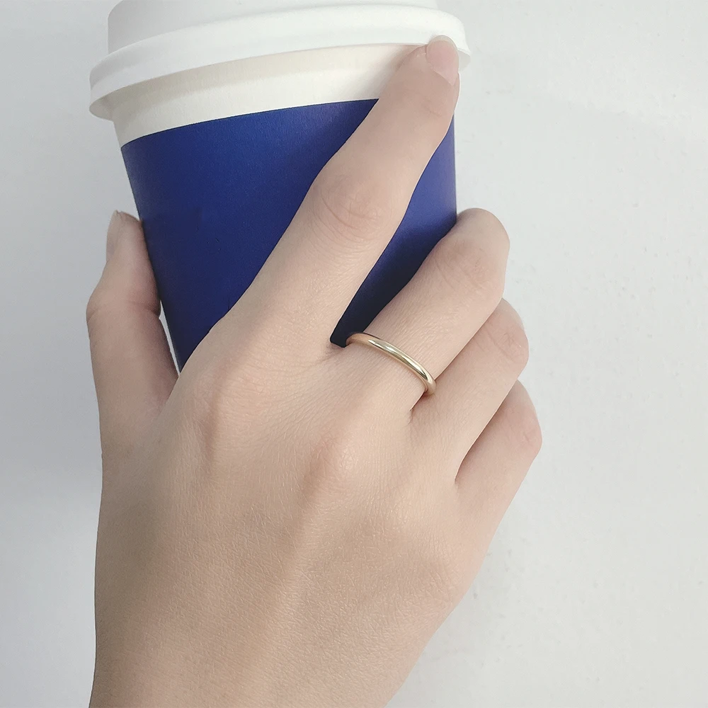 14k Real Yellow Gold Simple Finger Ring Smooth Band Thin Ring