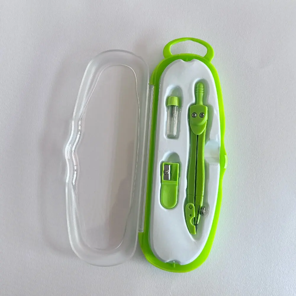 Professional Kids Pencil Compass Set with Circle Radius Size Ruler Colorful Plastic Compasses for School Student