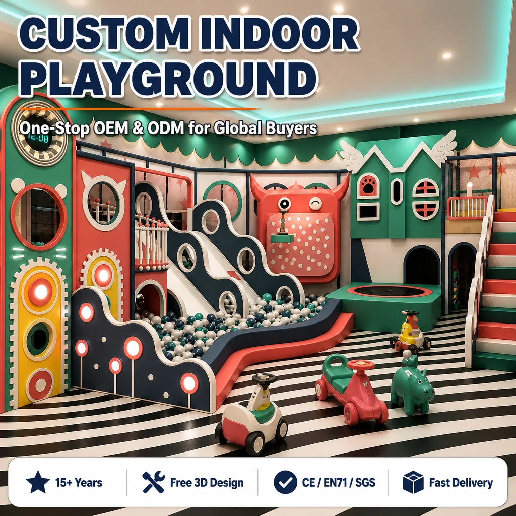 Monster Theme Indoor Kids Playground Naughty Castle Soft Play Area Equipment CE Certified Ball Pit Slide Climbing Wall Home