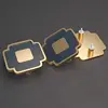 Bronze jaune + cuir bleu