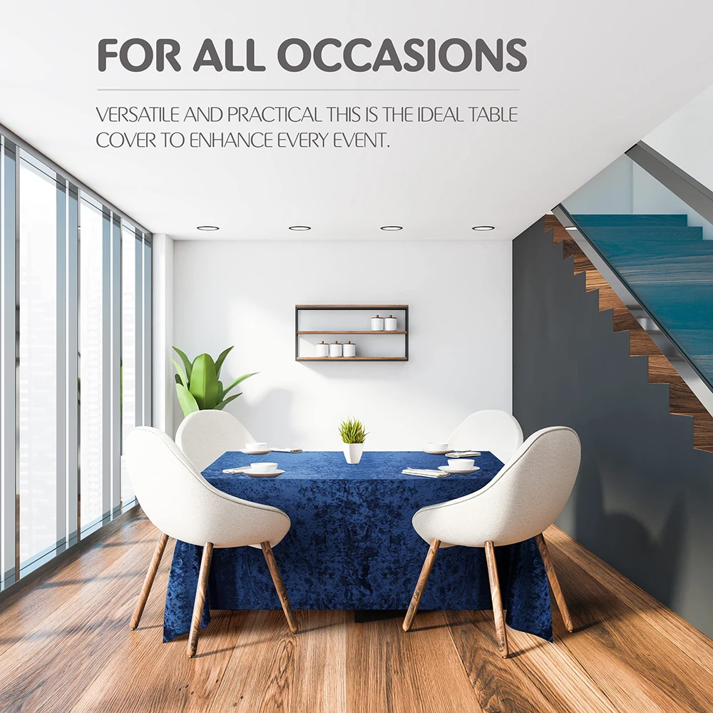 Beauty Shimmer Table Cloth 60 X 120 Inch Royal Blue Velvet Crushed Rectangular Tablecloth
