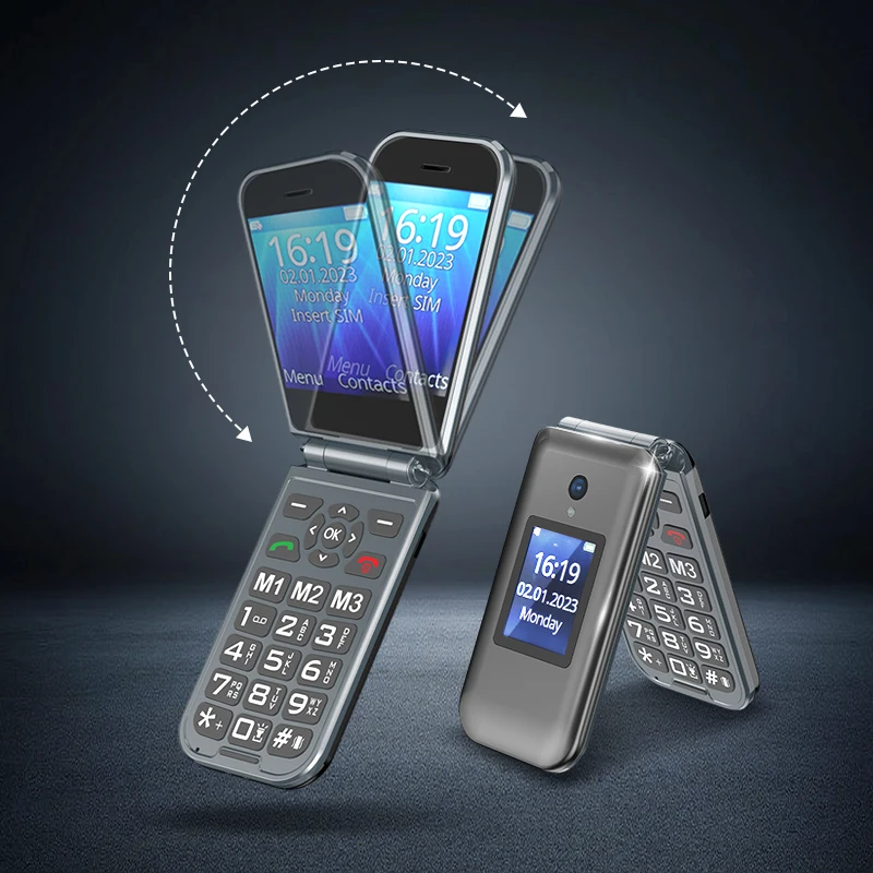 Original Factory-Unlocked Flip Smart Phone 4G/3G CDMA Cellular Mobile Phone with Sim Card Seniors Phone with Screen Display
