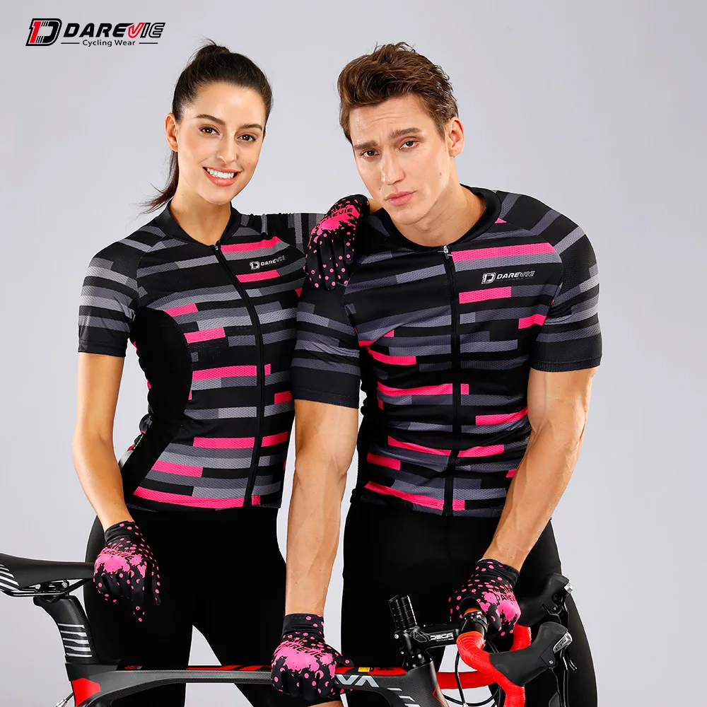 Darevie couple cycling Short sleeve quick dry men & lady tops team breathable cycling jersey top woman professional cycling jersey