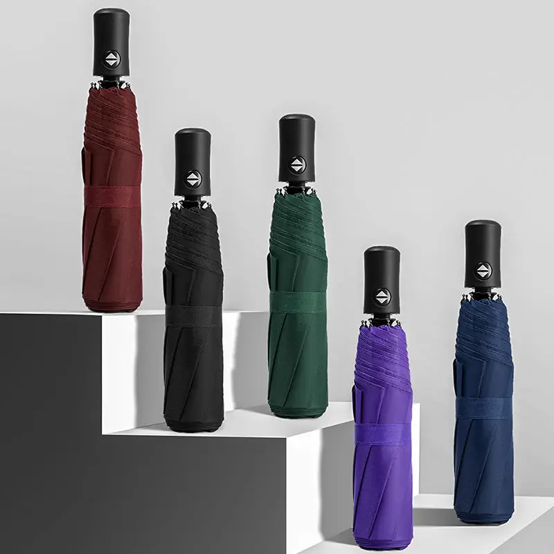 OK Umbrella Custom Printing Full Automatic Promotional UV Waterproof 3 Folded Umbrella for Hotel Bank Company