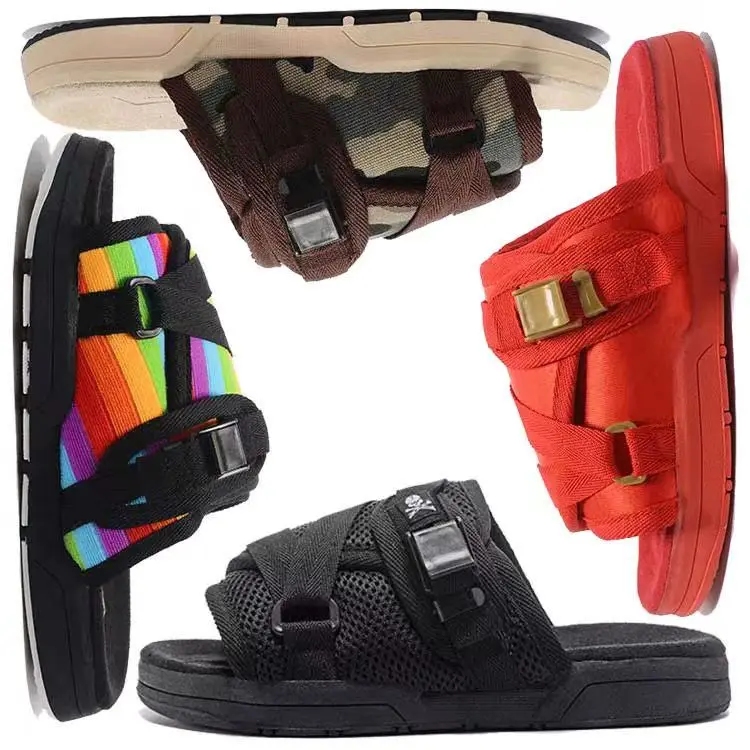Скользящие сандалии спортивные повседневные обувь для прогулок красные шлепанцы на заказ Оптовая Продажа Модные новые дизайны пряжки ремень мужчин