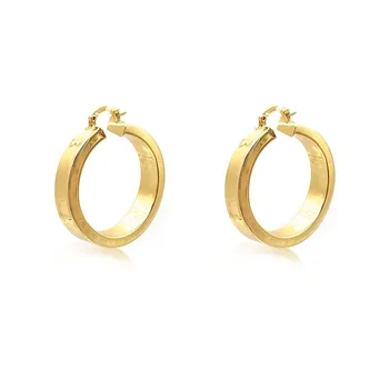 Trendy Earrings For Women 18K Gold Plated Round Smooth Hoops Huggies Earrings