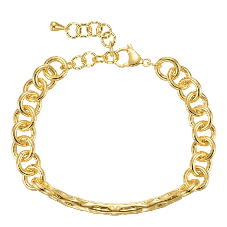 Latest High Quality 18K Gold Plated Brass Jewelry Thick link O-Chain Fashion Party Punk Accessories Bracelet B212254