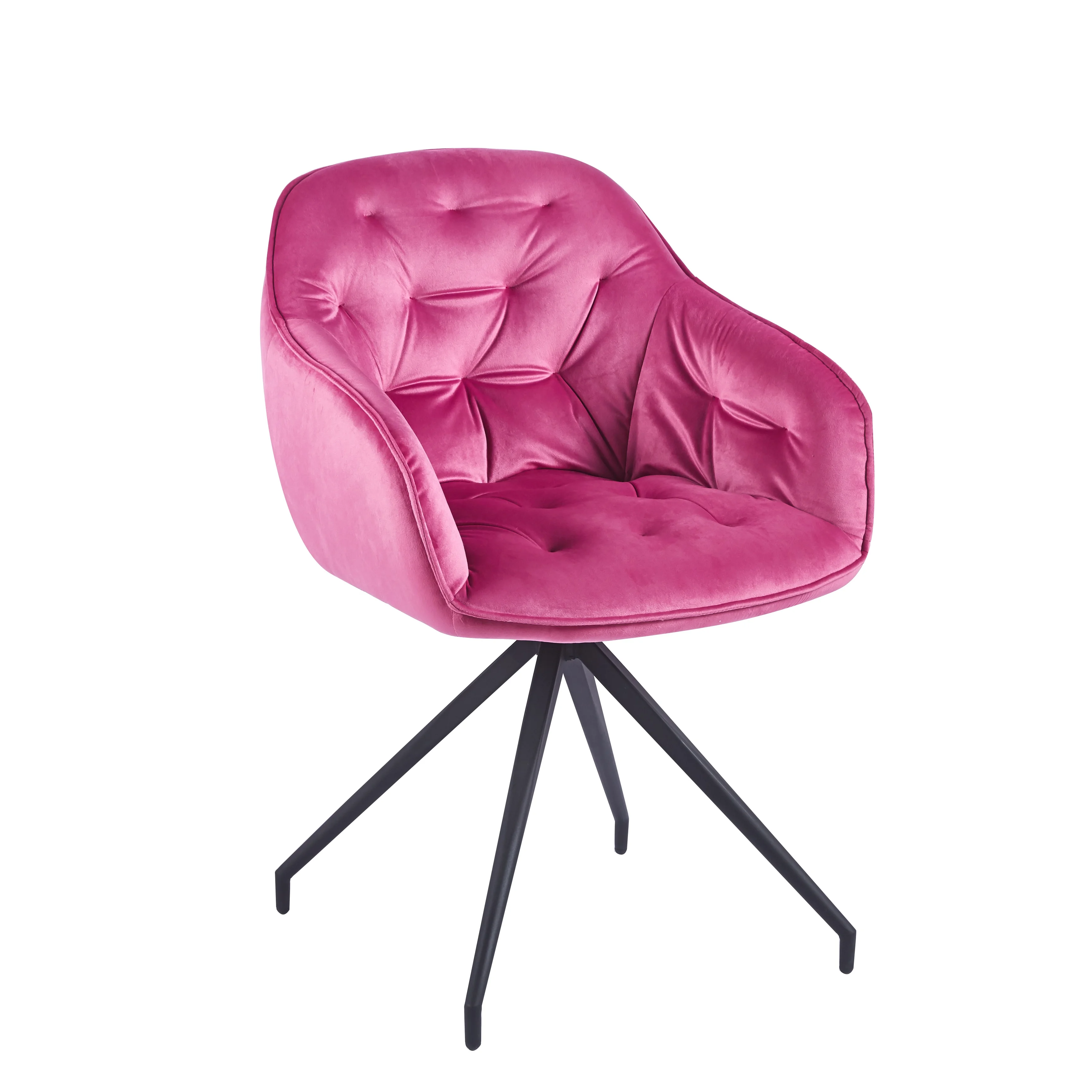 Wholesale Restaurant Luxury Indoor Furniture Upholstered Pink Velvet Dining Chair With Black