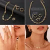 Gold necklace+earrings+ring