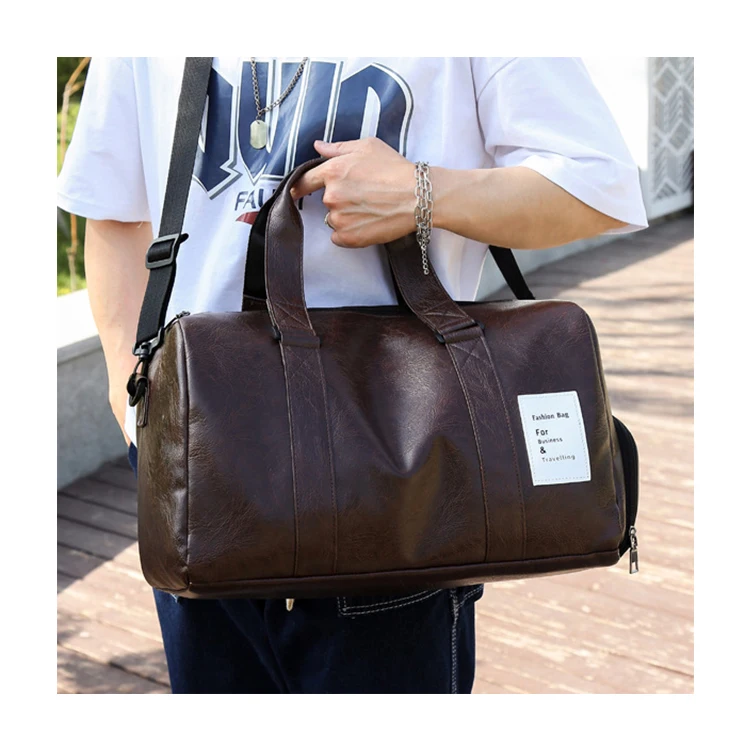 Unisex Fashion Duffle Bags Waterproof PU Luggage Travel Bags with Zipper Closure Portable Large Capacity Weekend Bag