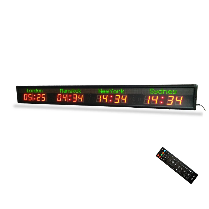 [customization] Indoor Remote Control Wall Mounted High Brightness Hotel Digital Clock / Airport World Clock LED Clock