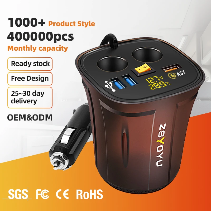 temperature of a cigarette lighter ZSYOYU Cup Holder Car Charger