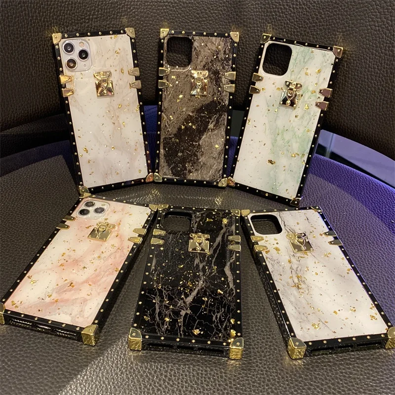 Luxurious 3D Crystal Square Gold Plated Phone Case for iPhone 14, 13 –  Stylemein