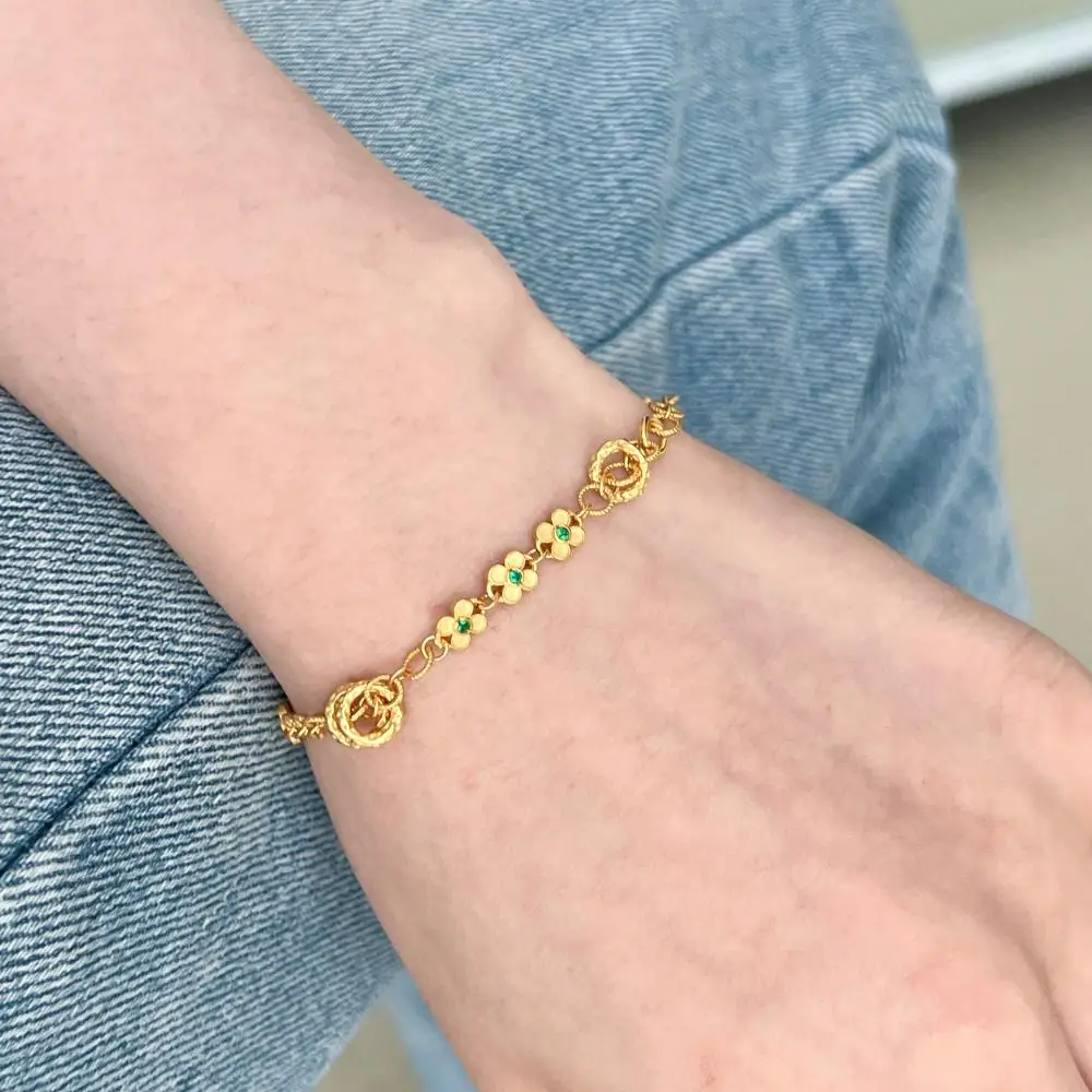 KAKODIY fashion gold-plated adjustable personalized luxury 925 sterling silver women's four-leaf clover charm bracelet detail 4