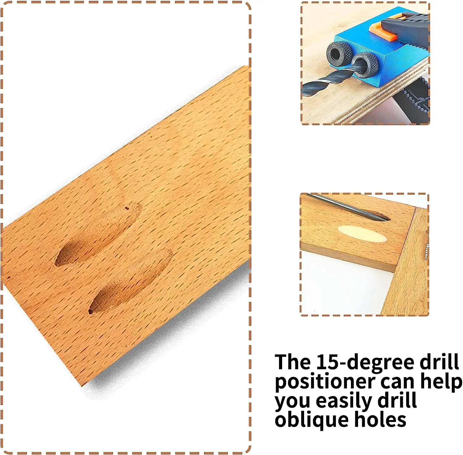 14pcs/set Pocket Hole Jig Kit, 15 Degree Woodworking Inclined Hole Jig With  6/8/10mm Drive Adapter