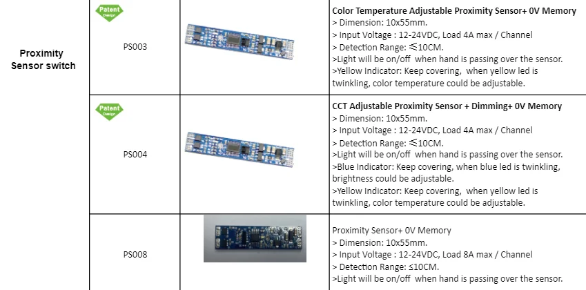 Capacitive Proximity Sensor Light Dimmers for LED Lights
