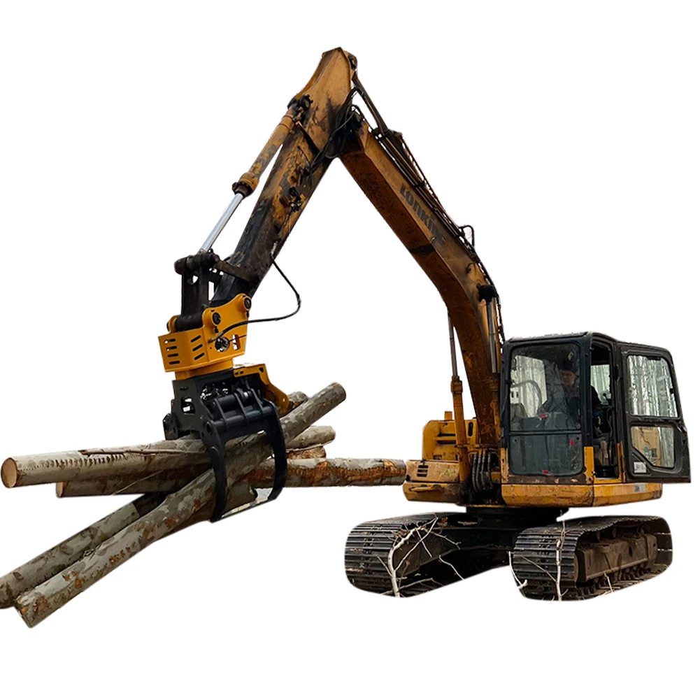Wood Cutter With Grapple Log Grapple Saw Excavator Tree Shear