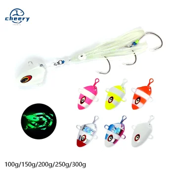 Cheery 100g 150g 200g 250g 300g Squid Skirt Assist Hook Rig Jig Head Fishing Lure Octopus Jigging Rigs – Metal Jig – view 2