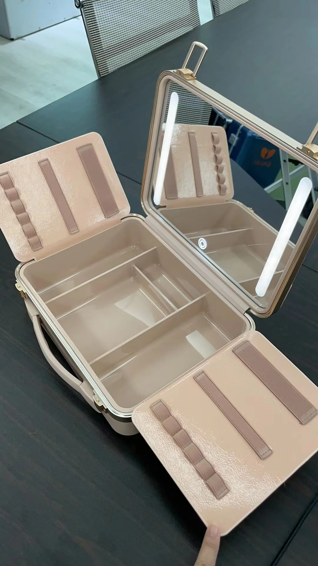 Customize Portable Travel Smart Foldable Touch Screen Pu Cosmetic