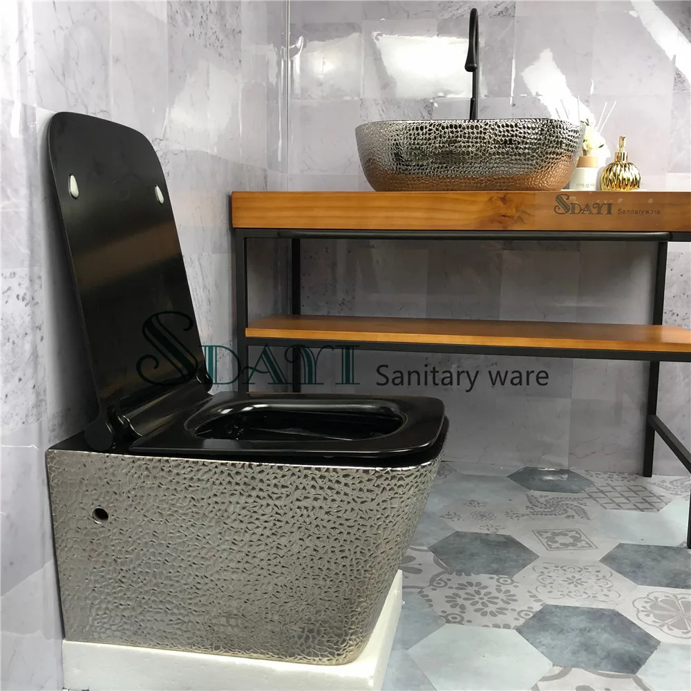 Фантастический роскошный дизайн Скрытый резервуар для воды серебряного цвета под заказ крокодил керамический туалет