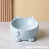Gamelle courte pour chat bleue