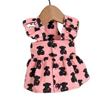 Handmade Luxury Summer Pink Bear Dress for Pets Custom Custom Pet Clothes