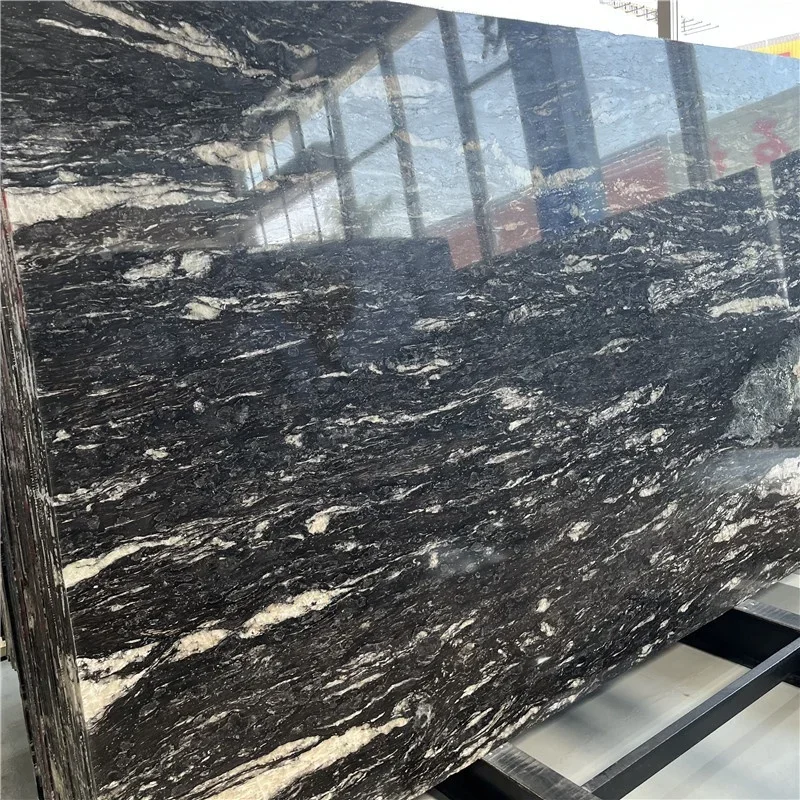 product natural luxury black granite slabs with white veins for countertop and wall cladding black quartziter slabs-2