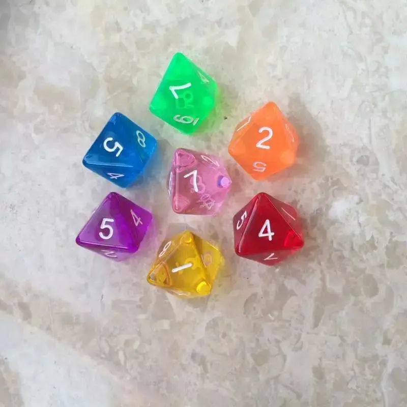 Single Polyhedral Dice Made of PMMA, D8 ,1-8 Fingers ,8 Faces Sided DICE