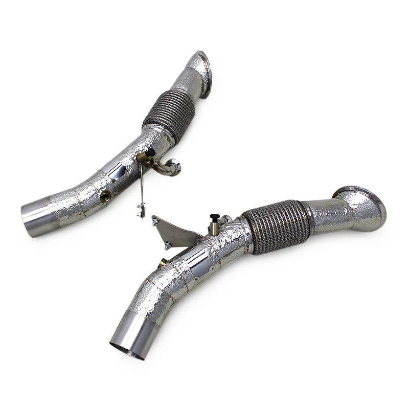 Straight Downpipes For Ferrari SF90 3.9T V8 2019-2023 Stainless Steel Heatshield Exhaust Pipe