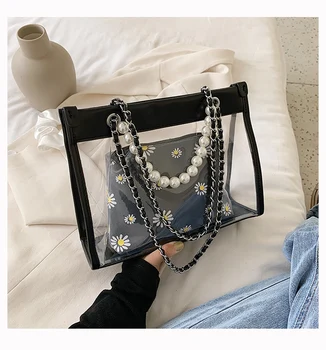 Bolso de hombro de paja de ratán para mujer,Mini bolso de mensajero con  cadena,bolso y monederos de perlas de verano,bolsos pequeños cuadrados de