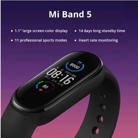 Самые продаваемые Цифровые Смарт-часы Xiaomi китайская версия Mi Band 5 для фитнеса ежедневный унисекс