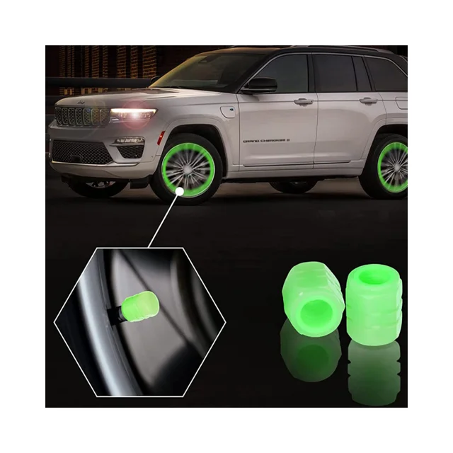Tire Air Cap, Fluorescent Car Valve Glow Luminous Car Tire Valve Stem Caps//