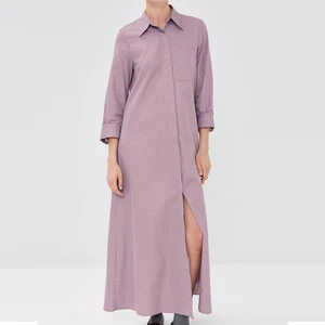 Minimalist Chic New Collection Lapel Shirt Dress Long Sleeve Stripe Casual Versatile Slit Design Sense Button Down Loose