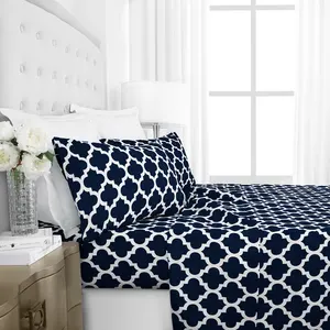 New Luxury Nordic Print Hotel Bedding Set 4pcs King Size Polyester Fitted Sheet for Home Use Double Bed Sheet Set Wholesale