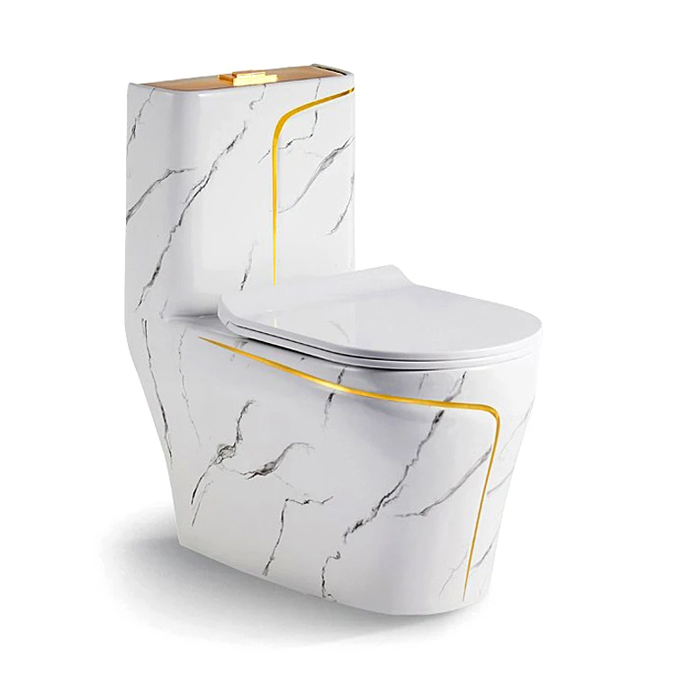 Stone design bathroom sanitary ware water closet set toilet bowl commode rimless flush one piece ceramic white marble toilet details