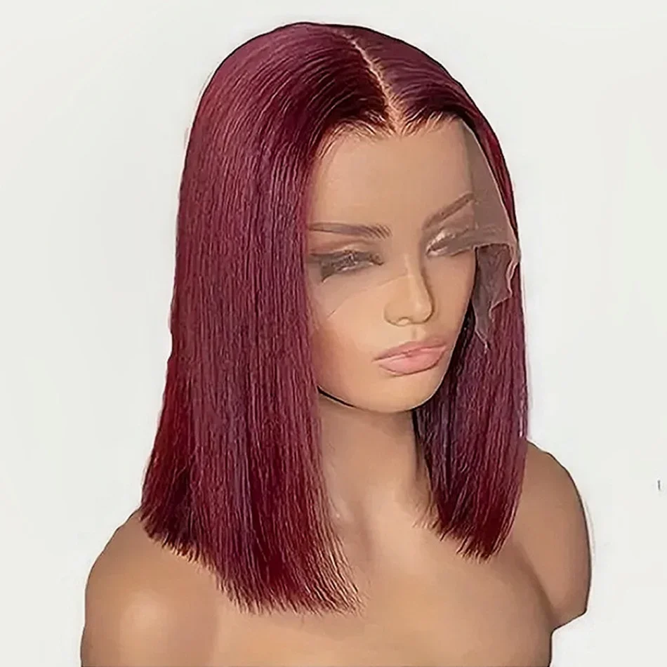 99J Bob Kurze Gerade Perücken Menschliches Haar 8-16 Zoll Brasilianische Perücken 100% Spitze Für Frau Natürliche Haarperücke 210% Dichte Remy Haar_voghion.com