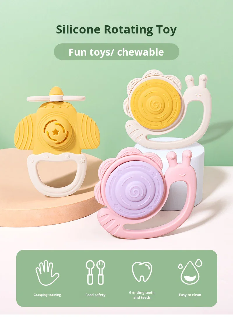 Baby Silicone Toy Airplane Hand Drum Food Grade Silicone Silicone Teether Stick manufacture