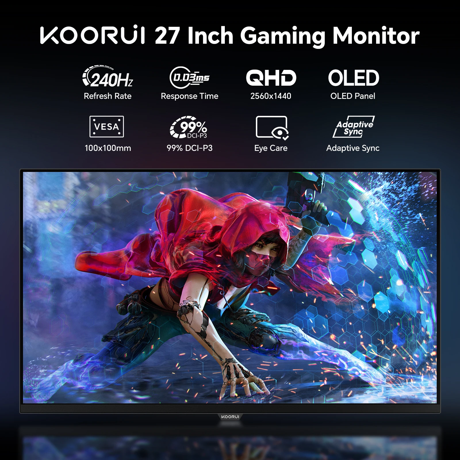 ディスプレイ・モニター本体 KOORUI 27\" OLED 240Hz OLED 2560 x 1440 KOORUI 27