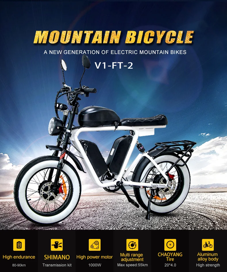 White Aluminum Alloy 20 Spoke Wheels 7 Speed Mechanical Variable Speed Mountain Electric Bike 