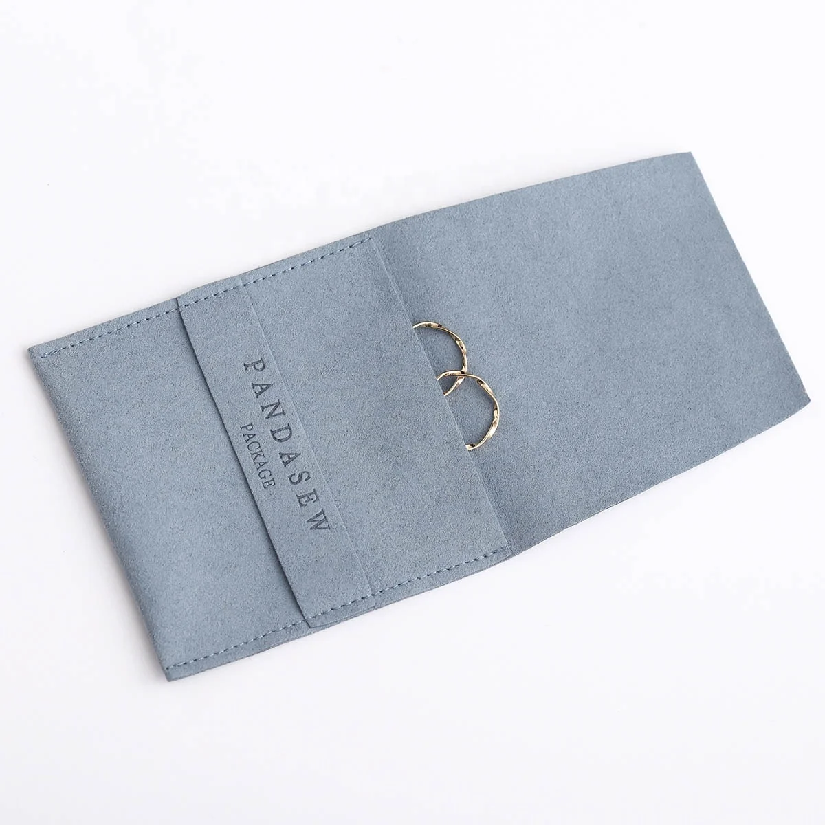 PandaSew Custom Deboss Printed Logo Microfiber Envelope Style with Band Earring Gift Jewelry Pouch